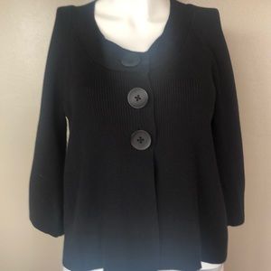 Pria cotton blend ribbed black crop cardigan